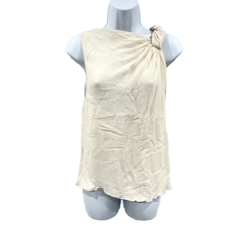 Alice and Olivia Cream Twisted Shoulder Sleeveless Top Small